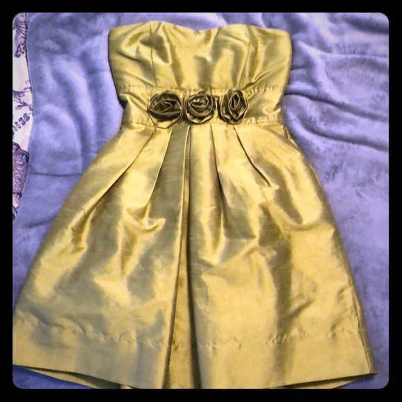 Olive Green Strapless Dress - Picture 1 of 2
